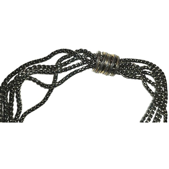 VINTAGE Necklace Multi-Strand Silver & Gold-Tone Twist Pendant  heavy quality - Picture 4 of 6